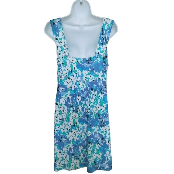 Antoine Floral Stretch Summer Dress Blue Aqua  Turquoise White L - Picture 5 of 7